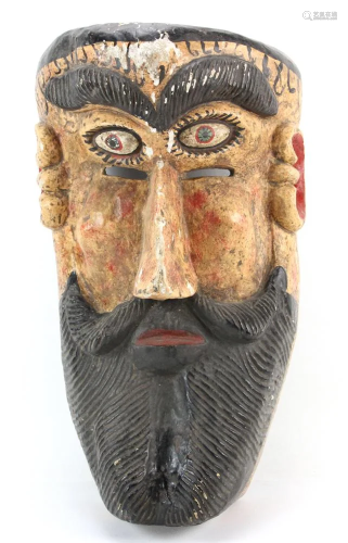 Carved and Painted Wood Mask