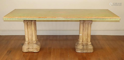 Table with Column Base and Faux Marble Top