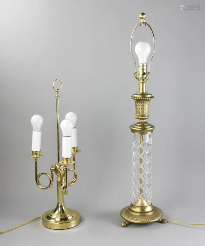 Two Lamps, Waterford and English Style Brass