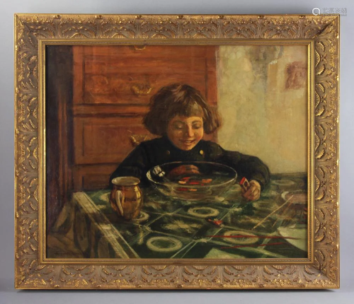 Signed N Bogdanov Belsky, Young Boy with Toys