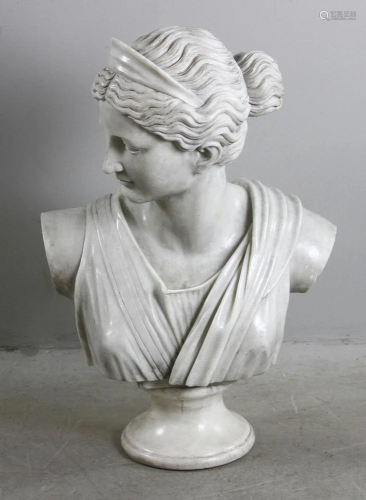 Carved Italian Marble Bust of Diana