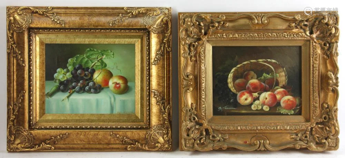 Two Paintings, Oil on Canvas, Fruit