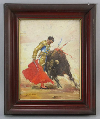 Signed Porfirio Salinas, Bull Fight