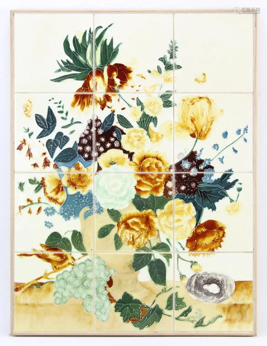 Ceramic Tile Wall Plaque of Florals