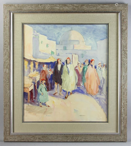 Signed A Gritchenko, Street Scene with Mosque