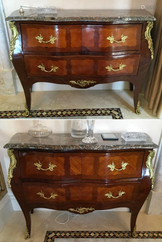 Pair of 19thC French Marble Top Commodes