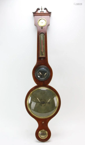 19thC Grassi & Fontana, Hardwood Wheel Barometer