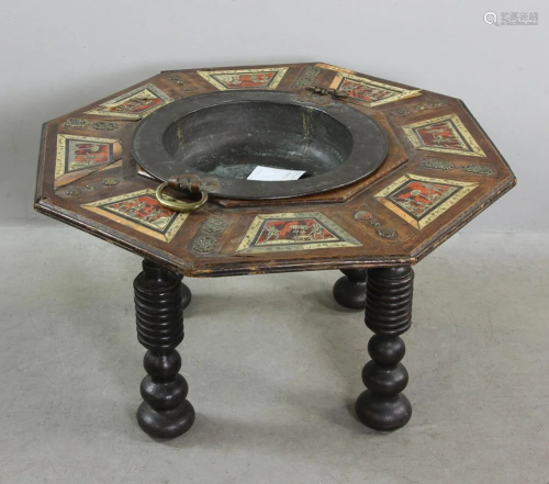 Antique Spanish Colonial Inlaid Brazier