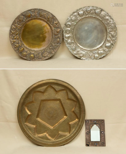 (2) Silverplated Dishes, Mirror and Brass Charger