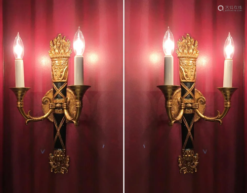 Pair of Neoclassical Style Brass Sconces