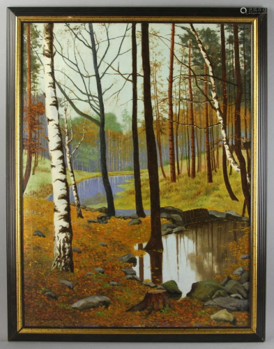 Signed Mulhaupt, Landscape with Birches