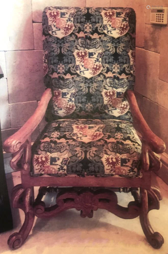 Armchair with Coat-of-Arms Upholstery