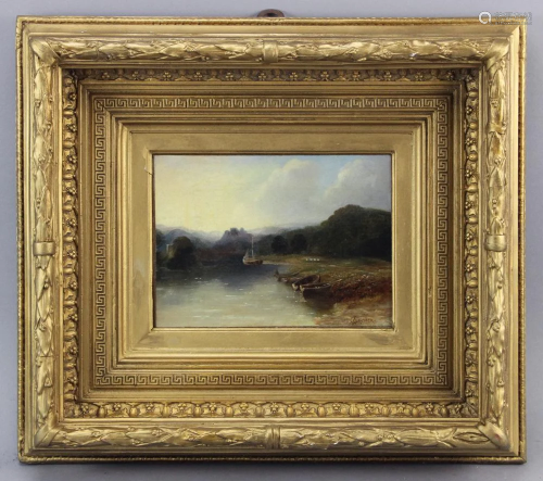 Signed Britcher, Shoreline with Boats