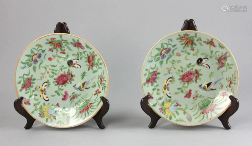 Pair of 19thC Chinese Famille Rose Plates