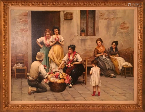 19thC Style Italian School, The Flower Seller