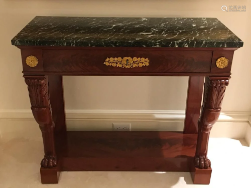 19thC Classical Mahogany Marble Top Table