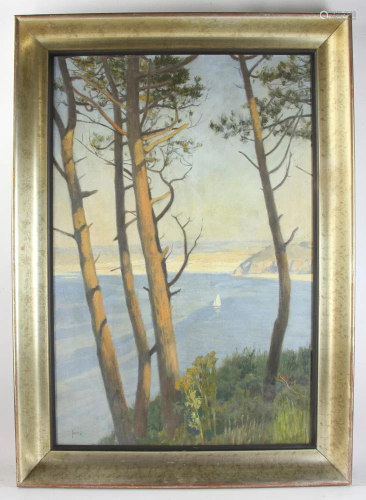 Coastal View with Trees Signed Lie