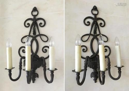 Pair of Wrought Iron Sconces