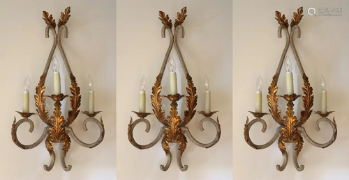 Set of (3) Italian Wrought Iron Sconces