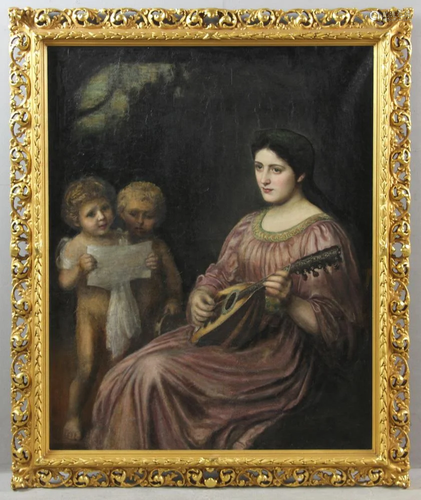 Dante Rossetti, Woman and Children, Oil on Canvas