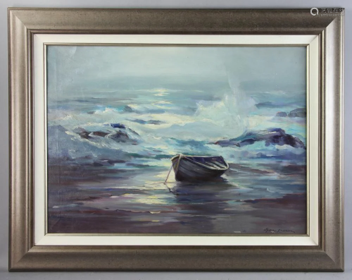 Signed Sydney Laurence, Seascape with Boat