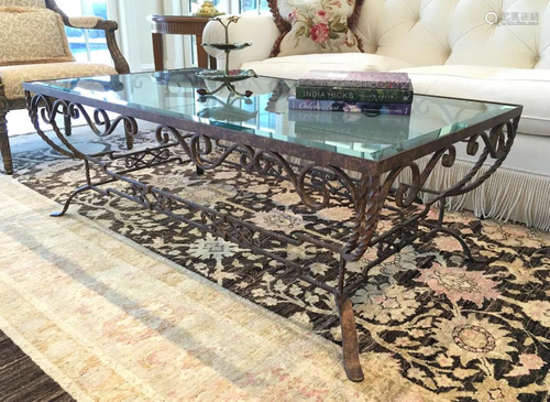 Glass Top Wrought Iron Coffee Table