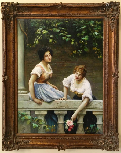 After Eugene de Blaas, Two Women, Oil on Canvas