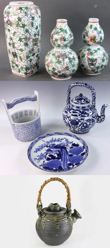 Chinese Porcelain Vases, Teapot, Planter, Charger