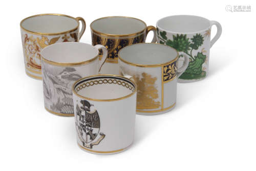 Collection of six late 18th century English porcelain coffee cans including Spode and Coalport