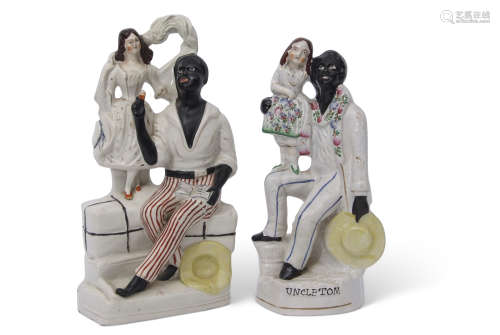 Two Staffordshire figures inspired by the Uncle Tom book, one entitled 