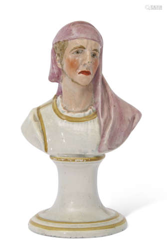 Staffordshire model of the disconsolate philosopher on socle base, 15cm high