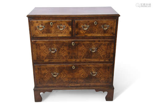 Late 18th century and later walnut crossbanded chest with two short over two long drawers, with