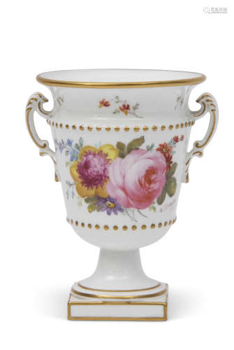 Small Royal Crown Derby vase, painted with flowers by Albert Gregory, with signature to side and