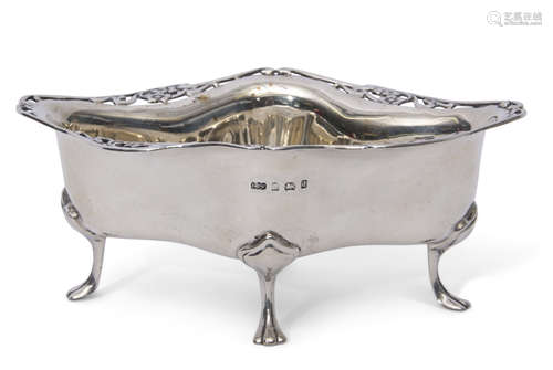 Unusual Art Nouveau Rhombus bowl, Birmingham 1903, elkington & Co, 8cm high x 19.5cm long x 13.8cm