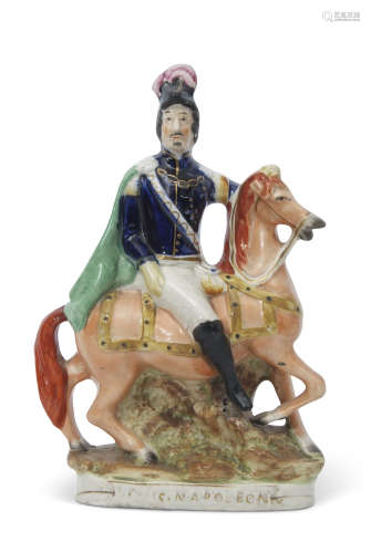 Staffordshire model of Napoleon on horseback, 27cm high