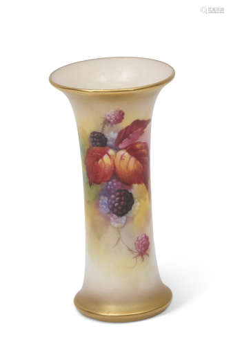 Royal Worcester vase, shape G923, painted with blackberries and foliage, signed K Blake, 12cm high