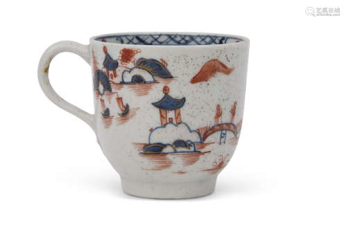 18th century Lowestoft porcelain coffee cup decorated in enamels with the so-called dolls house