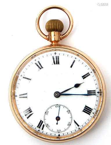 Gent's first quarter of 20th century hallmarked 9ct cased open faced pocket watch with button