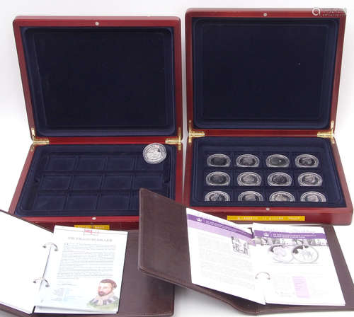 London Mint Office History of the Royal Navy part set of 13 silver proof coins, cased, with folder