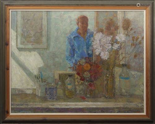 AR John Miller, RSA, PRFW, SSA, (1911-1975) Self portrait oil on canvas, signed lower right, 69 x