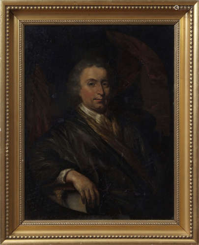 English School (18th century) half-length portrait of a seated gent oil on canvas, 44 x 33cm