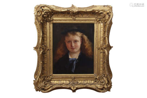 English School (19th century) Head and shoulders portrait of a young girl oil on canvas, 43 x 35cm