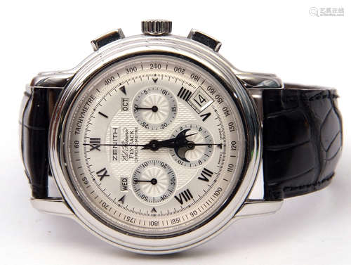 Gent's first quarter of the 21st century stainless steel cased Zenith El Primero fly-back