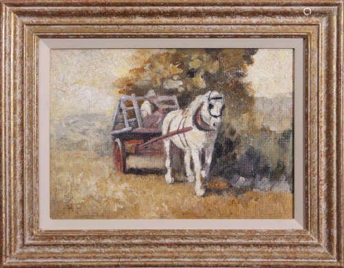 Harry Fidler, ROI, RBA (1856-1935) Figure with horse and cart oil on canvas, initialled lower