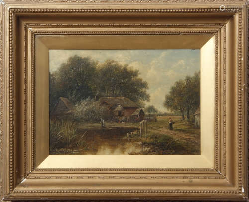 Joseph Thors (act 1863-1900) Rural landscapes pair of oils on panel, both signed, 24 x 34cm (2)