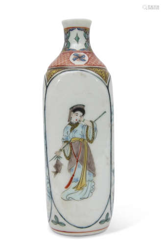 Chinese porcelain vase, probably Republican period, of faceted form, decorated with alternating