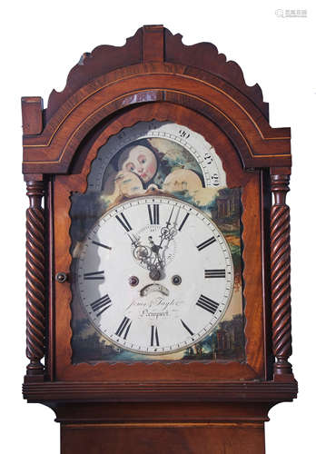 Jones & Taylor, Newport - early 19th century mahogany longcase clock, the arched dial with moon