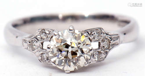 Single stone diamond ring, the brilliant cut diamond 0.75ct approx, multi-claw set and raised