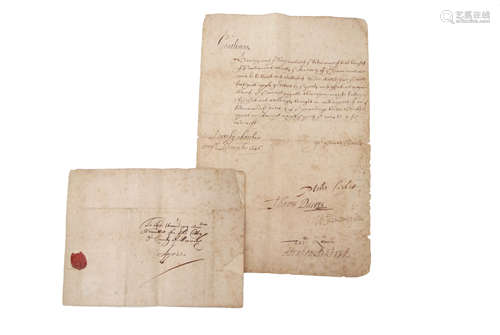 English Civil War interest: letter from the Duchy Chamber dated December 1646 addressed to the