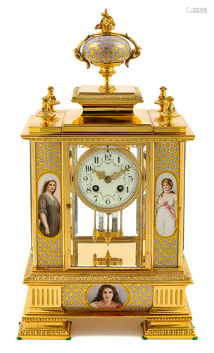 A French Porcelain Mounted Gilt Metal Clock Hei…